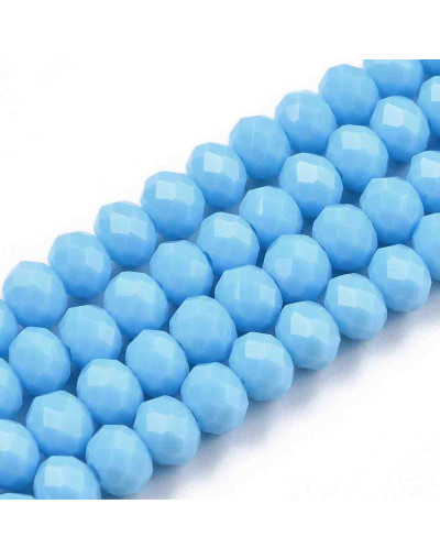 Rondelle. Faceteado. 6x5 mm. Azul Cielo. 1 mm perforación. 80 uds hilo aprox. 1 hilo.