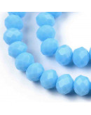 Rondelle. Faceteado. 6x5 mm. Azul Cielo. 1 mm perforación. 80 uds hilo aprox. 1 hilo.