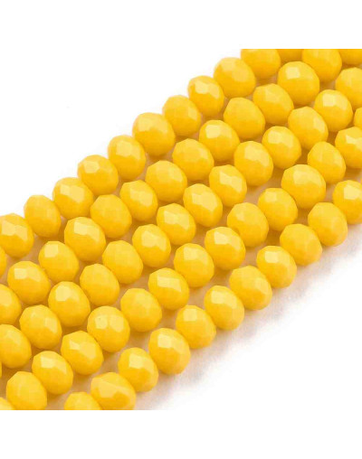 Rondelle. Faceteado. 6x5 mm. Oro. 1 mm perforación. 80 uds hilo aprox. 1 hilo.