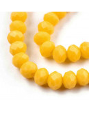 Rondelle. Faceteado. 6x5 mm. Oro. 1 mm perforación. 80 uds hilo aprox. 1 hilo.