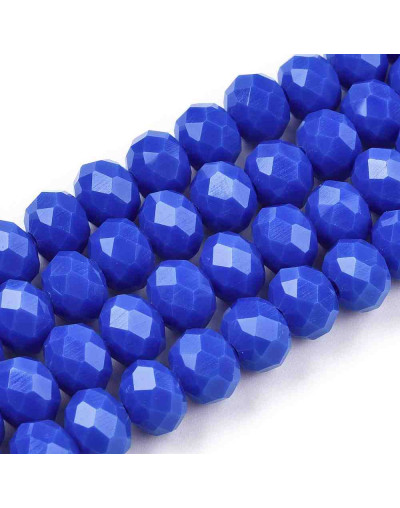 Rondelle. Faceteado. 6x5 mm. Azul Royal. 1 mm perforación. 80 uds hilo aprox. 1 hilo.