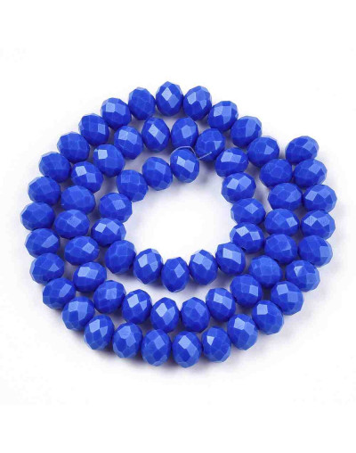 Rondelle. Faceteado. 6x5 mm. Azul Royal. 1 mm perforación. 80 uds hilo aprox. 1 hilo.