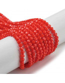 Esfera. Faceteada. 32 caras. Red. 3~3.5 mm diámetro. 0.6 mm perforación. 160 uds hilo aprox.