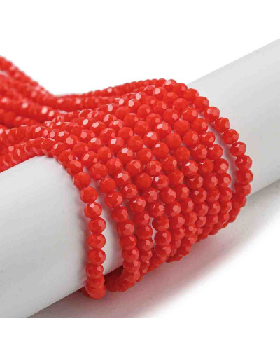 Esfera. Faceteada. 32 caras. Red. 3~3.5 mm diámetro. 0.6 mm perforación. 160 uds hilo aprox.