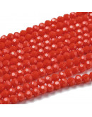 Esfera. Faceteada. 32 caras. Red. 3~3.5 mm diámetro. 0.6 mm perforación. 160 uds hilo aprox.