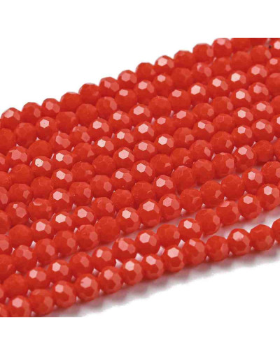 Esfera. Faceteada. 32 caras. Red. 3~3.5 mm diámetro. 0.6 mm perforación. 160 uds hilo aprox.