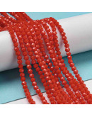 Esfera. Faceteada. 32 caras. Red. 3~3.5 mm diámetro. 0.6 mm perforación. 160 uds hilo aprox.