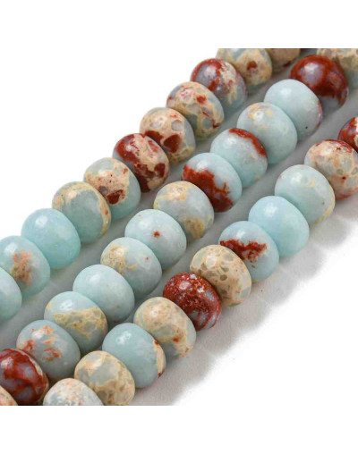 Jásper Imperial sintético. Dark Cyan. Rondelle. 6~7x4~4.5 mm. 1.2 mm perforación. 90 uds hilo aprox.