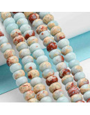 Jásper Imperial sintético. Dark Cyan. Rondelle. 6~7x4~4.5 mm. 1.2 mm perforación. 90 uds hilo aprox.