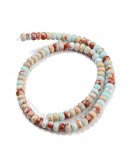 Jásper Imperial sintético. Dark Cyan. Rondelle. 6~7x4~4.5 mm. 1.2 mm perforación. 90 uds hilo aprox.