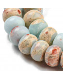 Jásper Imperial sintético. Dark Cyan. Rondelle. 6~7x4~4.5 mm. 1.2 mm perforación. 90 uds hilo aprox.