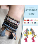 Tassel. Poliester+Aleación cobre dorado. Colores variados. 33x6 milímetros. 2.4 mm agujero. 4 uds.