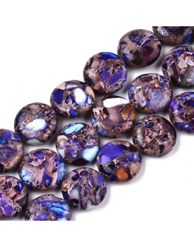 Jásper Imperial Natural Teñido. Moneda. Color Indigo. 16x6 milímetros. 1,4 mm perforación. 1 ud.