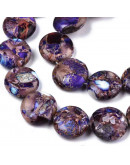 Jásper Imperial Natural Teñido. Moneda. Color Indigo. 16x6 milímetros. 1,4 mm perforación. 1 ud.