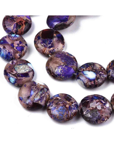 Jásper Imperial Natural Teñido. Moneda. Color Indigo. 16x6 milímetros. 1,4 mm perforación. 1 ud.