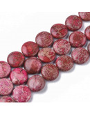 Jásper Imperial Natural Teñido. Moneda. Color Rojo-Violeta pálido. 16x6 mm. 1,4 mm perforación. 1 ud