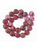 Jásper Imperial Natural Teñido. Moneda. Color Rojo-Violeta pálido. 16x6 mm. 1,4 mm perforación. 1 ud