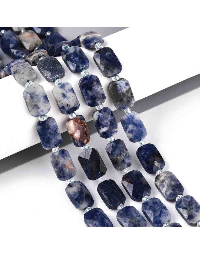 Sodalita. Rectángulo faceteado. 11.5x8x4~5 mm. 0,.9 mm perforación. 1 ud.