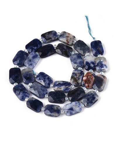 Sodalita. Rectángulo faceteado. 11.5x8x4~5 mm. 0,.9 mm perforación. 1 ud.