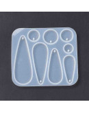 Molde para resina. Aretes. Formas moneda y gota. 65x72 milímetros. 1,5 mm perforación. 1 ud.