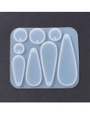 Molde para resina. Aretes. Formas moneda y gota. 65x72 milímetros. 1,5 mm perforación. 1 ud.