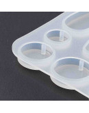 Molde para resina. Aretes. Formas moneda y gota. 65x72 milímetros. 1,5 mm perforación. 1 ud.