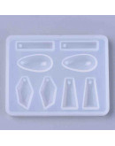 Molde para resina. Aretes. 4 formas diferentes. 53x68x7 mm. 2 mm perforación. 1 UD.