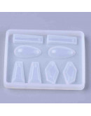 Molde para resina. Aretes. 4 formas diferentes. 53x68x7 mm. 2 mm perforación. 1 UD.