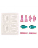 Molde para resina. Aretes. 4 formas diferentes. 53x68x7 mm. 2 mm perforación. 1 UD.