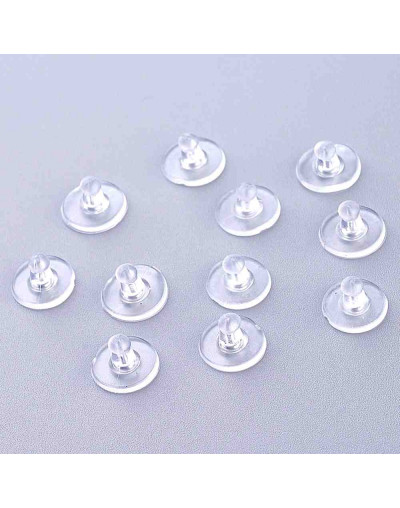 Cierre pin arete. Plástico transparente. 6x10 milímetros. 0,5 mm perforación. 50 uds aprox.