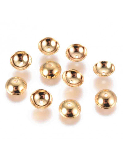 Acero inoxidable. Color dorado. 6 mm diámetro. 0,8 mm perforación. 20 uds aprox.