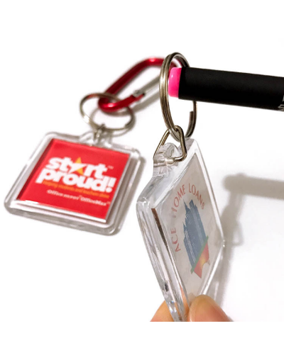 Accesorio para llavero. Cuadrado. Acrílico+aleación de cobre. 40x40 milímetros. 5 uds.