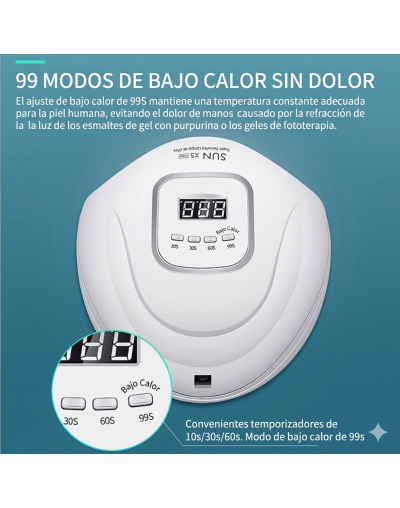 Lámpara LED UV. 120W. Secado resina UV. Color blanco. 110V. 20x23x10.5 cm. 1 ud.