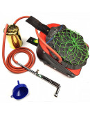 Soldador de fuelle. Incluye: soplete,  fuelle, manguera, embudo, depósito combustible bronce. 1 set.