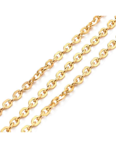Acero inoxidable. Color dorado. Link: 4x5x0,5 milímetros. 1 metro.