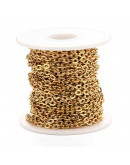 Acero inoxidable. Color dorado. Link: 4x5x0,5 milímetros. 1 metro.