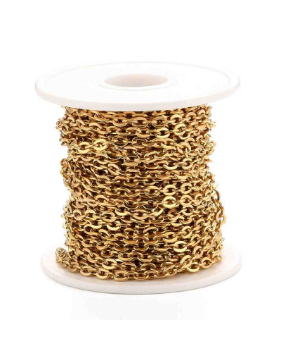 Acero inoxidable. Color dorado. Link: 4x5x0,5 milímetros. 1 metro.