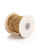 Acero inoxidable. Color dorado. Link: 4x5x0,5 milímetros. 1 metro.