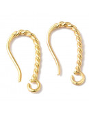Ganchos aretes. Aleación cobre. Baño 18K Gold. 18x1.4 mm. 0.8 mm pin. 1,9 mm perforación. 2 uds.