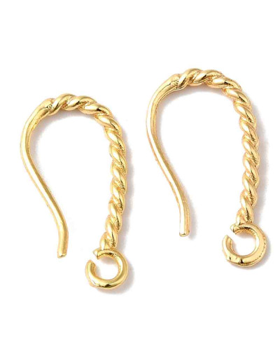 Ganchos aretes. Aleación cobre. Baño 18K Gold. 18x1.4 mm. 0.8 mm pin. 1,9 mm perforación. 2 uds.