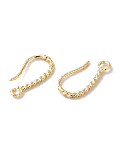 Ganchos aretes. Aleación cobre. Baño 18K Gold. 18x1.4 mm. 0.8 mm pin. 1,9 mm perforación. 2 uds.