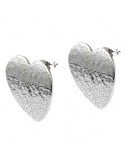 Pin aretes con cierre. Acero inoxidable. Color plateado. Corazón 20x20 mm. Pin 10.5x0.5 mm. 2 uds.