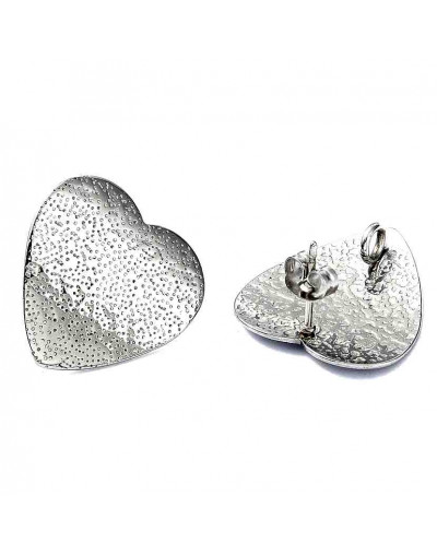 Pin aretes con cierre. Acero inoxidable. Color plateado. Corazón 20x20 mm. Pin 10.5x0.5 mm. 2 uds.