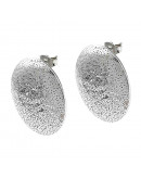 Pin aretes con cierre. Acero inoxidable. Color plateado. Ovalo 25x20 mm. Pin 10.5x0.5 mm. 2 uds.