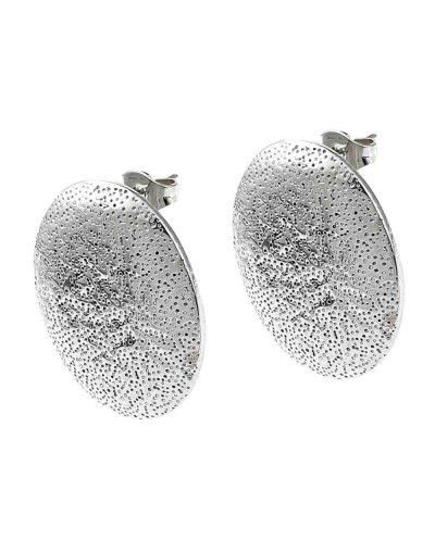 Pin aretes con cierre. Acero inoxidable. Color plateado. Ovalo 25x20 mm. Pin 10.5x0.5 mm. 2 uds.