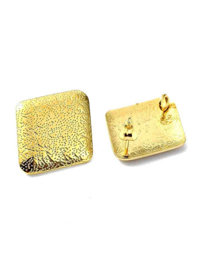 Pin aretes con cierre. Acero inoxidable. Color dorado. Rombo 25x22 mm. Pin 10.5x0.5 mm. 2 uds.