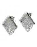 Pin aretes con cierre. Acero inoxidable. Color plateado. Rombo 25x22 mm. Pin 10.5x0.5 mm. 2 uds.