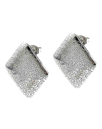 Pin aretes con cierre. Acero inoxidable. Color plateado. Rombo 25x22 mm. Pin 10.5x0.5 mm. 2 uds.