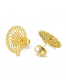 Pin aretes con cierre. Acero inoxidable. Color dorado. 14 mm diámetro. 1,2 mm perforación. 2 uds.