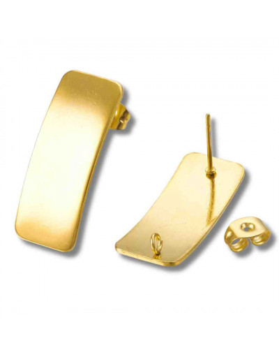 Pin aretes con cierre. Acero inoxidable. Color dorado. 26x10 milímetros. 2 mm perforación. 2 uds.